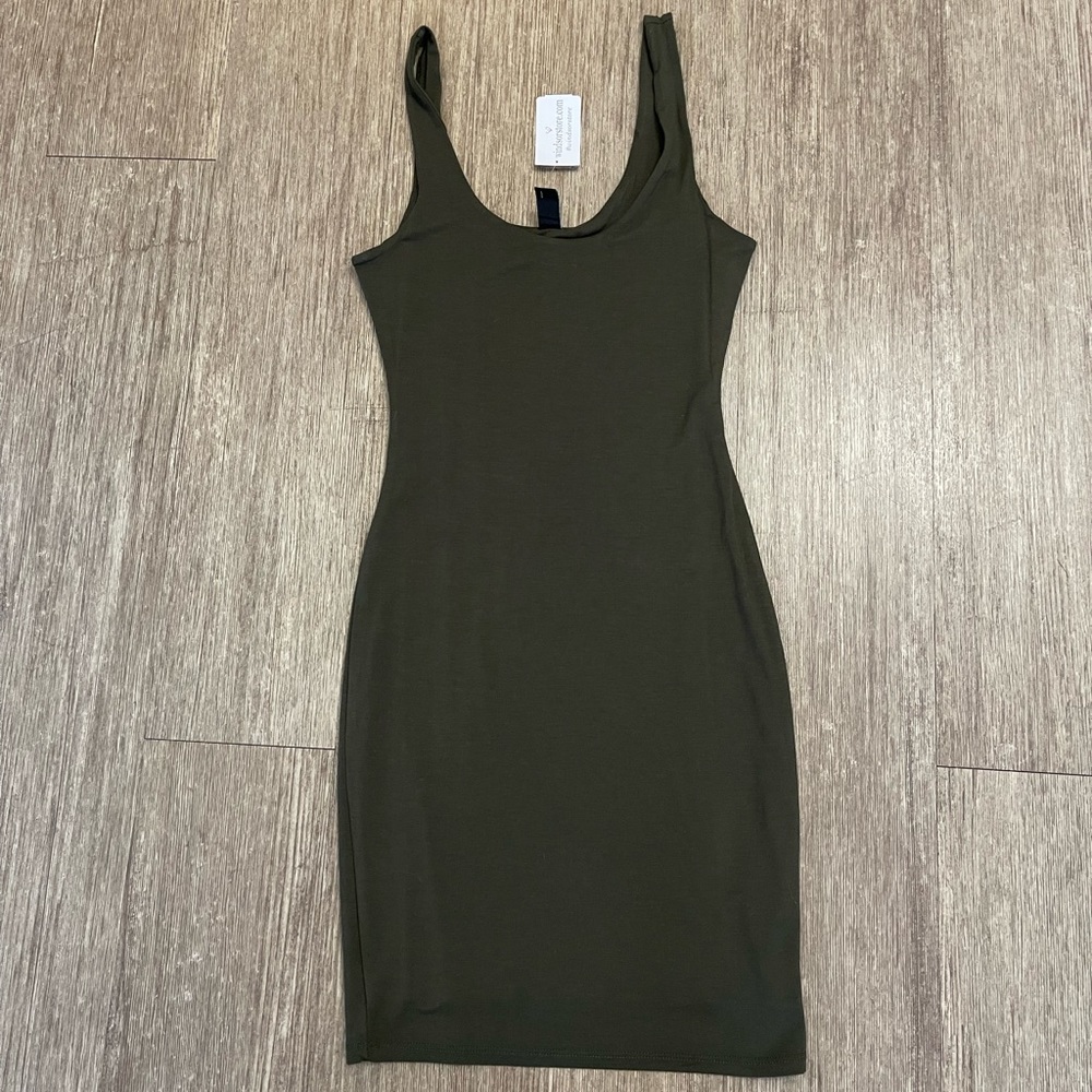 NWT Windsor Olive Green Scoop Neck Sleeveless Tank Mini Dress